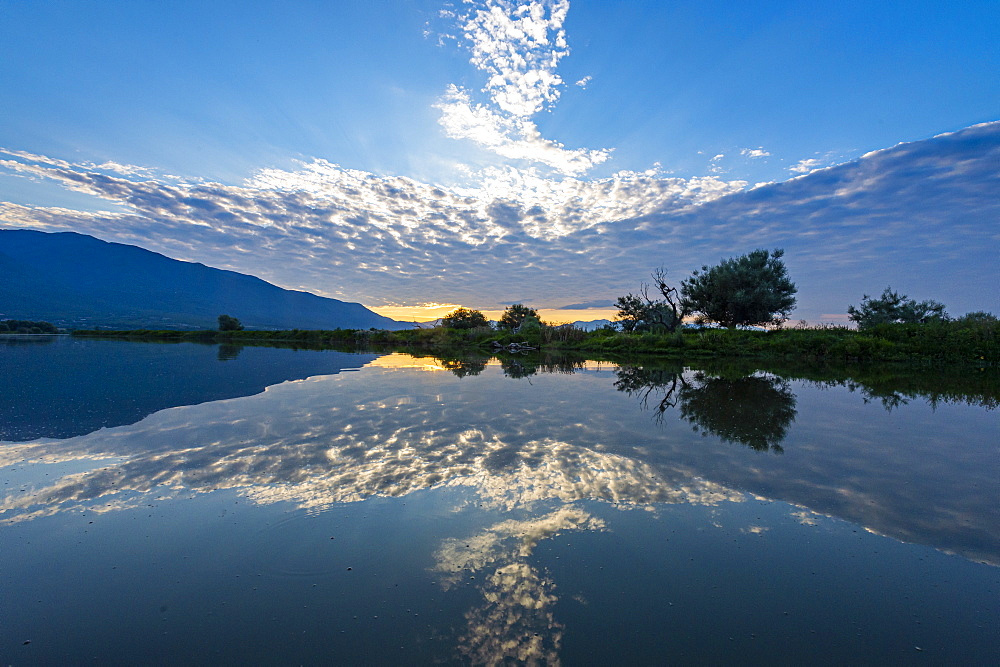 Sunrise over the Lake Kerkini, Macedonia, Greece, Europe