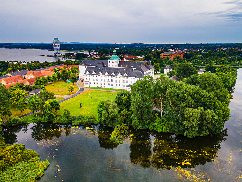 Aerial of Gottorf Castle, Schleswig, Schleswig Holstein, Germany, Europe