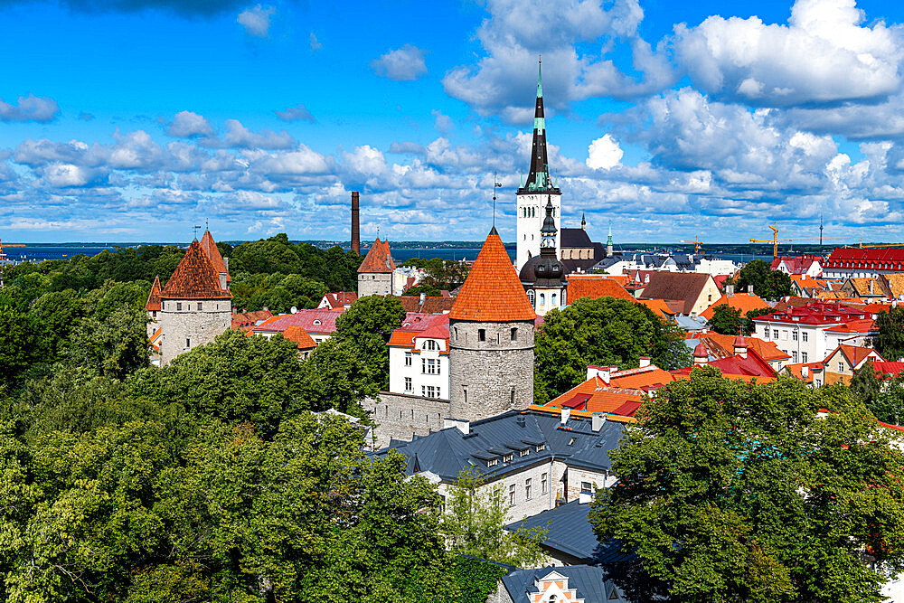 View over the Old Town of Tallinn, UNESCO World Heritage Site, Estonia, Europe