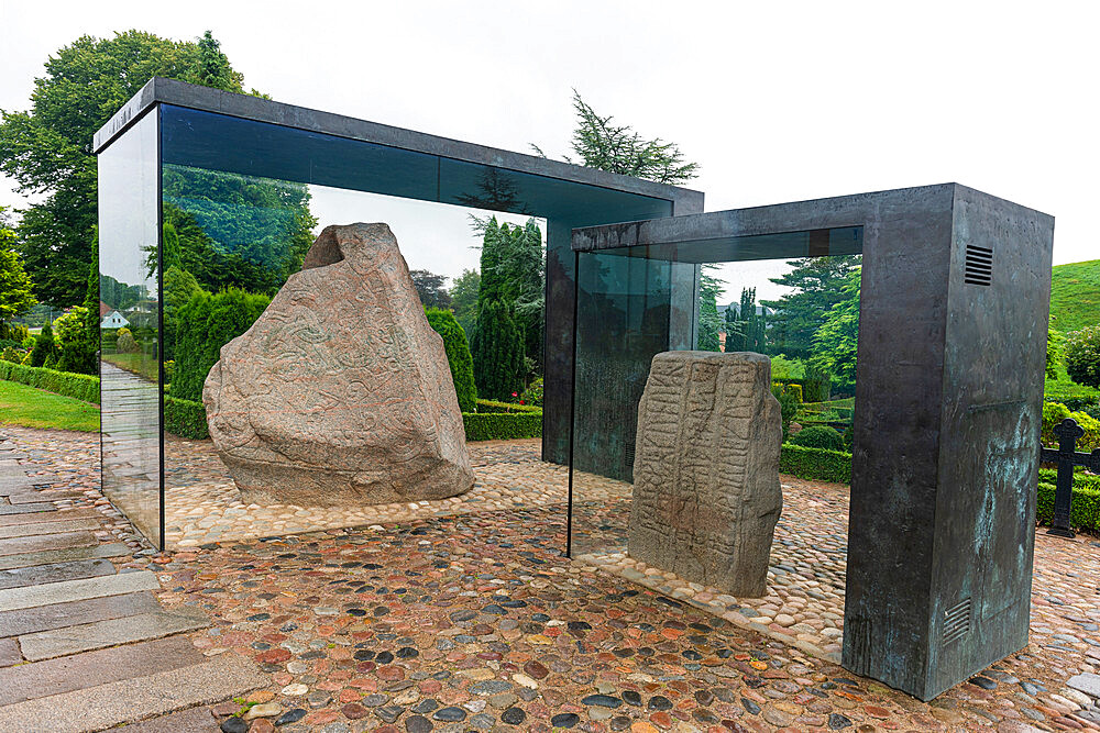 Carved Runestones, UNESCO World Heritage Site, Jelling Stones, Jelling, Denmark, Scandinavia, Europe