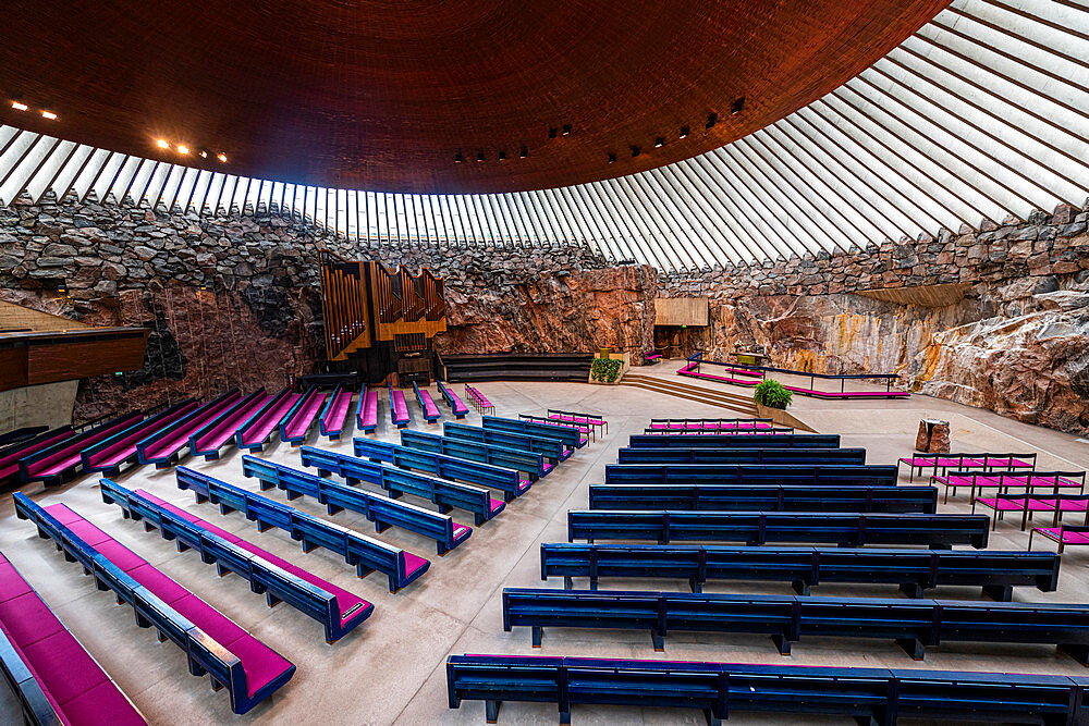 Temppeliaukion Church carved in the rock, Helsinki, Finland, Europe