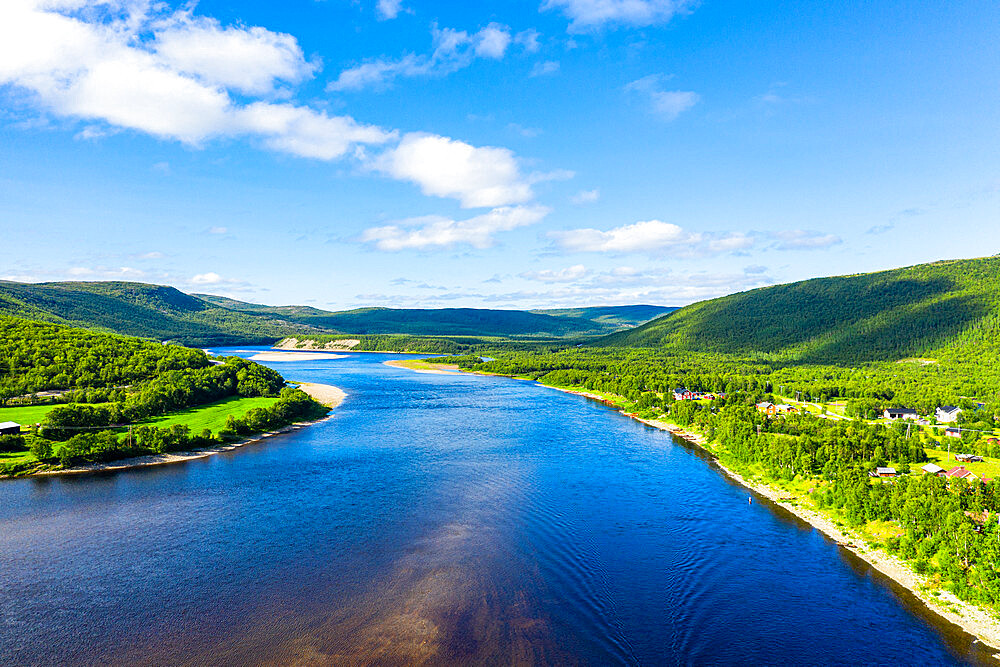 Karasjohka River bordering Norway and Finland, Lapland, Finland, Europe