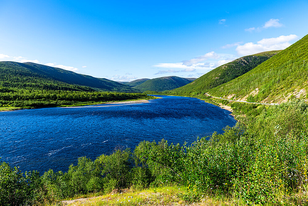 Karasjohka River bordering Norway and Finland, Lapland, Finland, Europe