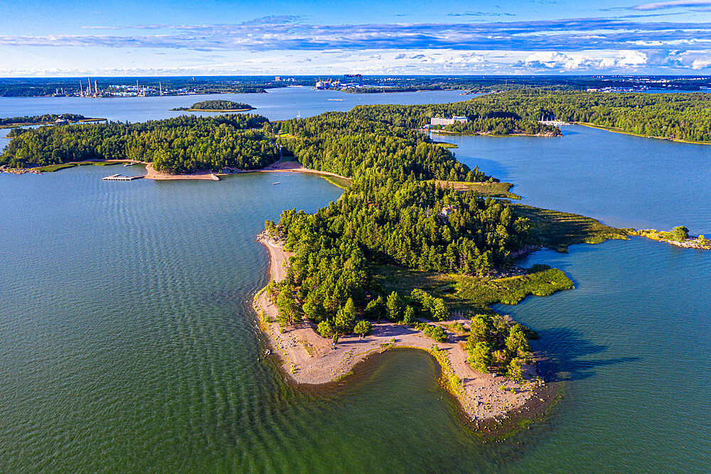 Aerial of Ruissalo peninsula, Turku, Finland, Europe