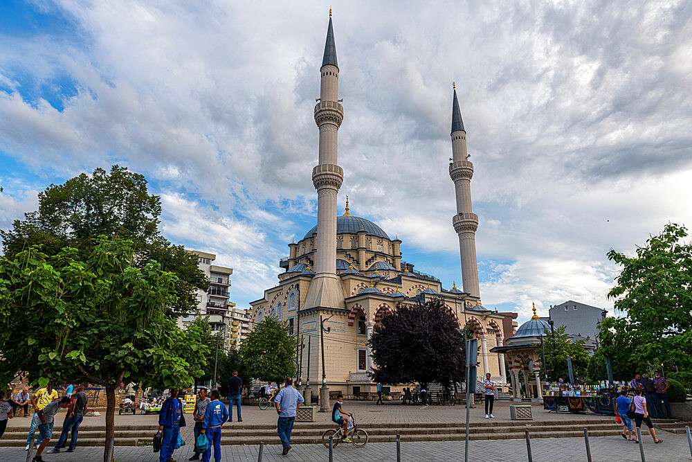 Central Mosque in the Albanian side of the separated town of Mitrovica, Kosovo, Europe