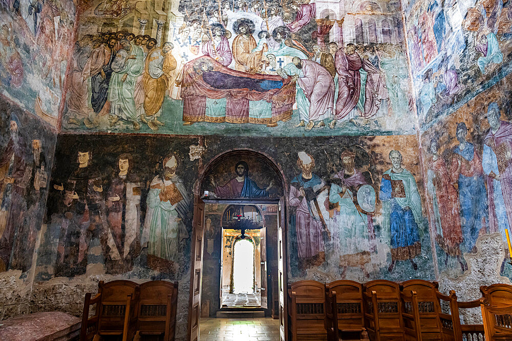 Beautiful wall paintings, Sopocani Monastery, UNESCO World Heritage Site, Novi Pazar, Serbia, Europe