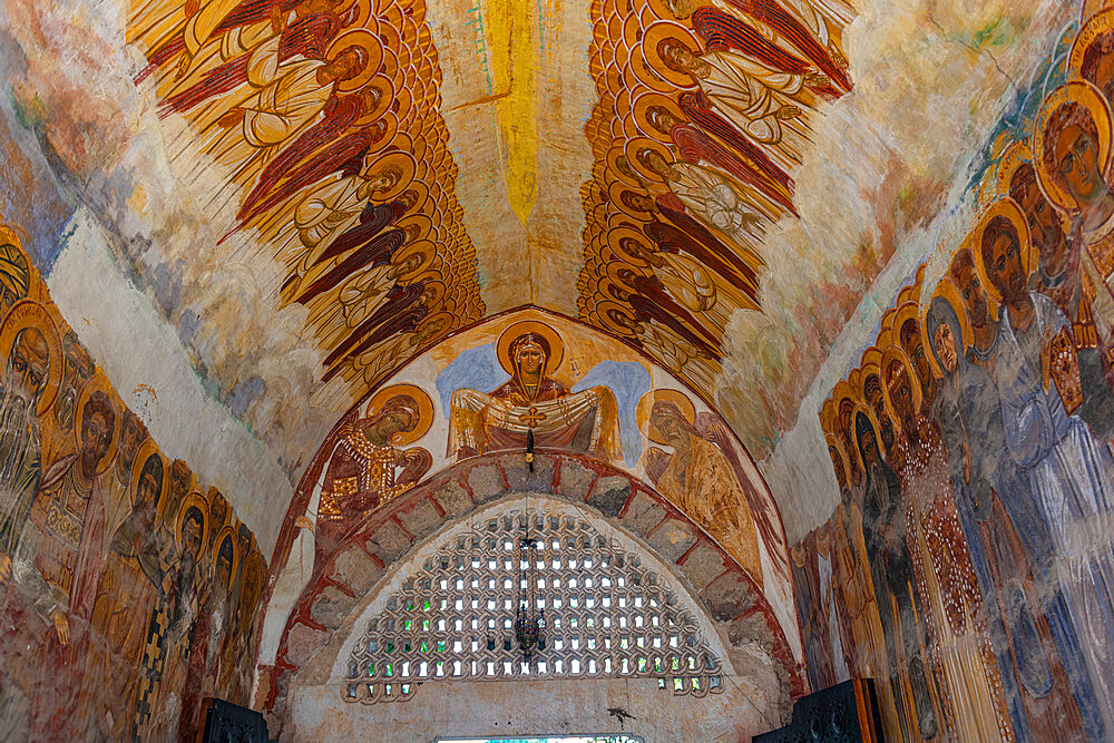 Religious roof paintings, Zica Orthodox Monastery, Zica, Serbia, Europe