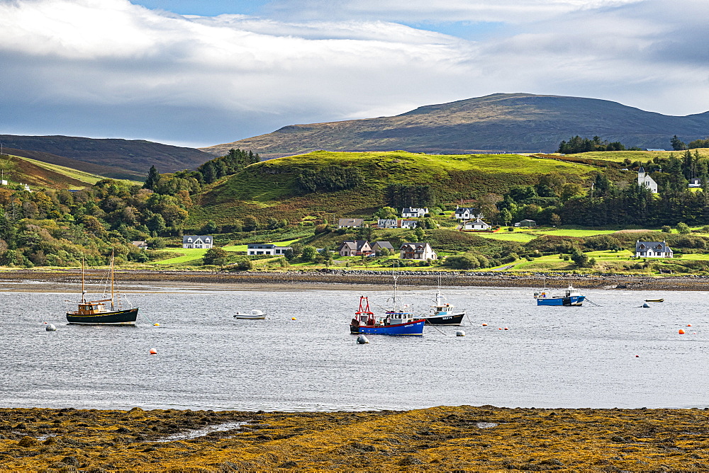 View over the bay of Uig, Isle of Skye, Inner Hebrides, Scotland, United Kingdom, Europe