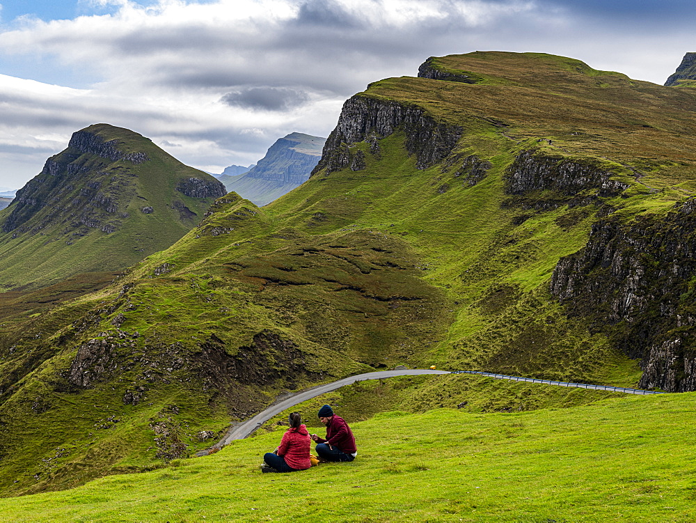 Mountain scenery, Quiraing landslip, Isle of Skye, Inner Hebrides, Scotland, United Kingdom, Europe