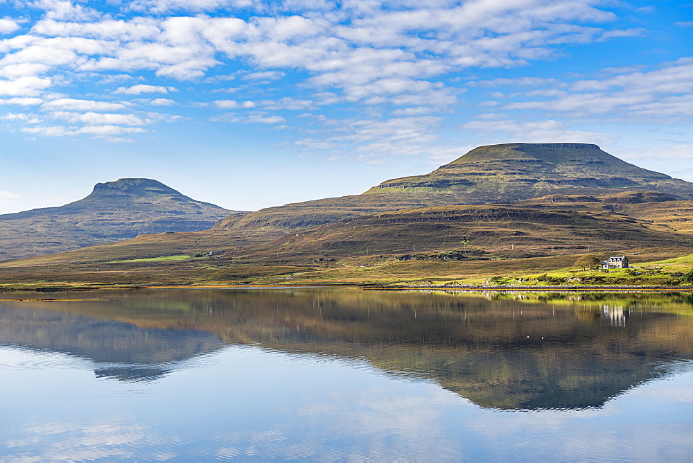 Water reflections on Lake Dunvegan, Isle of Skye, Inner Hebrides, Scotland, United Kingdom, Europe