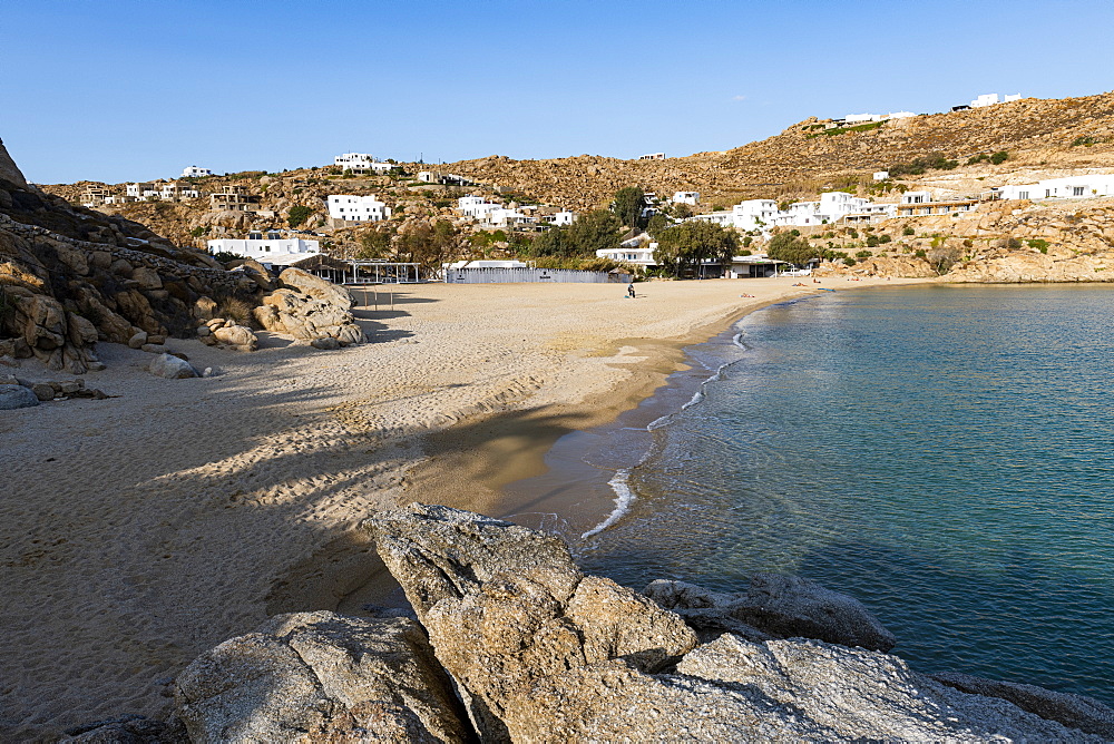 Deserted Super Paradise beach, Mykonos, Cyclades, Greek Islands, Greece, Europe