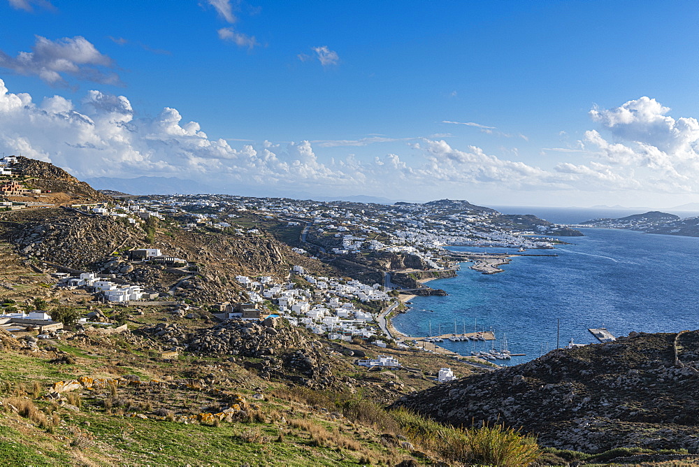 View over Mykonos, Cyclades, Greek Islands, Greece, Europe