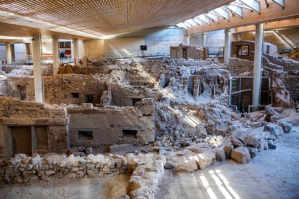 Prehistoric Town of Akrotiri, Santorini, Cyclades, Greek Islands, Greece, Europe