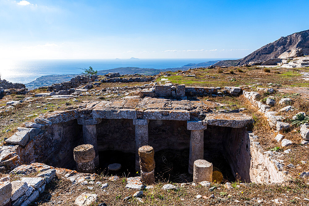 Ruins of ancient Thera, Santorini, Cyclades, Greek Islands, Greece, Europe