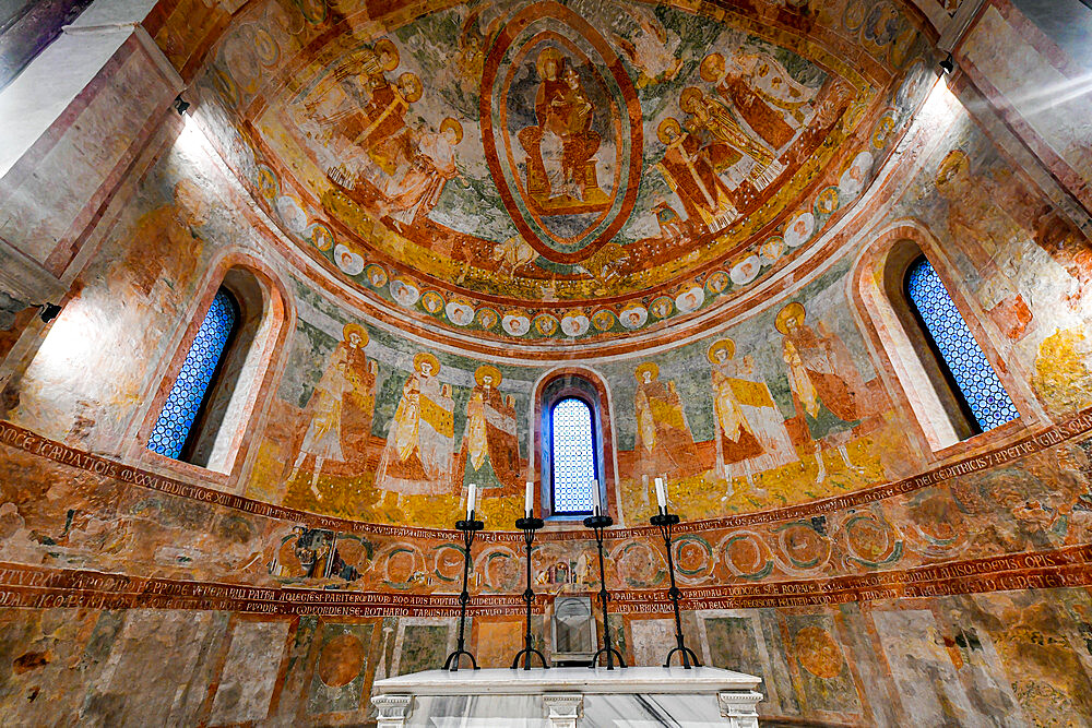 Colourful Frescoes in the Cathedral of Aquileia, UNESCO World Heritage Site, Aquileia, Udine, Friuli-Venezia Giulia, Italy, Europe