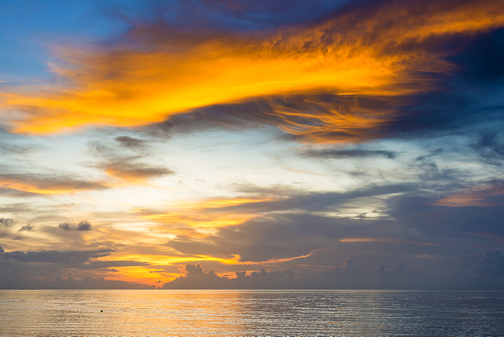 Sunset over the lagoon of Funafuti, Tuvalu, South Pacific