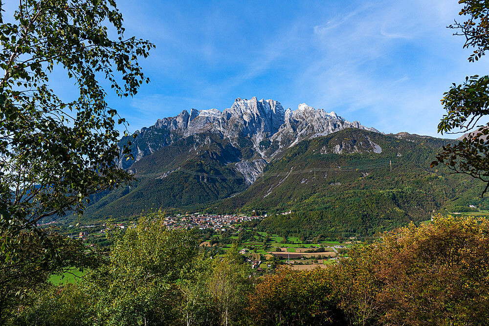 View over the mountains, Rock Engravings National Park of Naquane, UNESCO World Heritage Site, Valcamonica, Italy, Europe