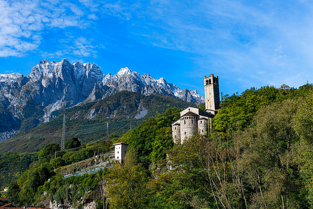 View over the mountains, Rock Engravings National Park of Naquane, UNESCO World Heritage Site, Valcamonica, Italy, Europe