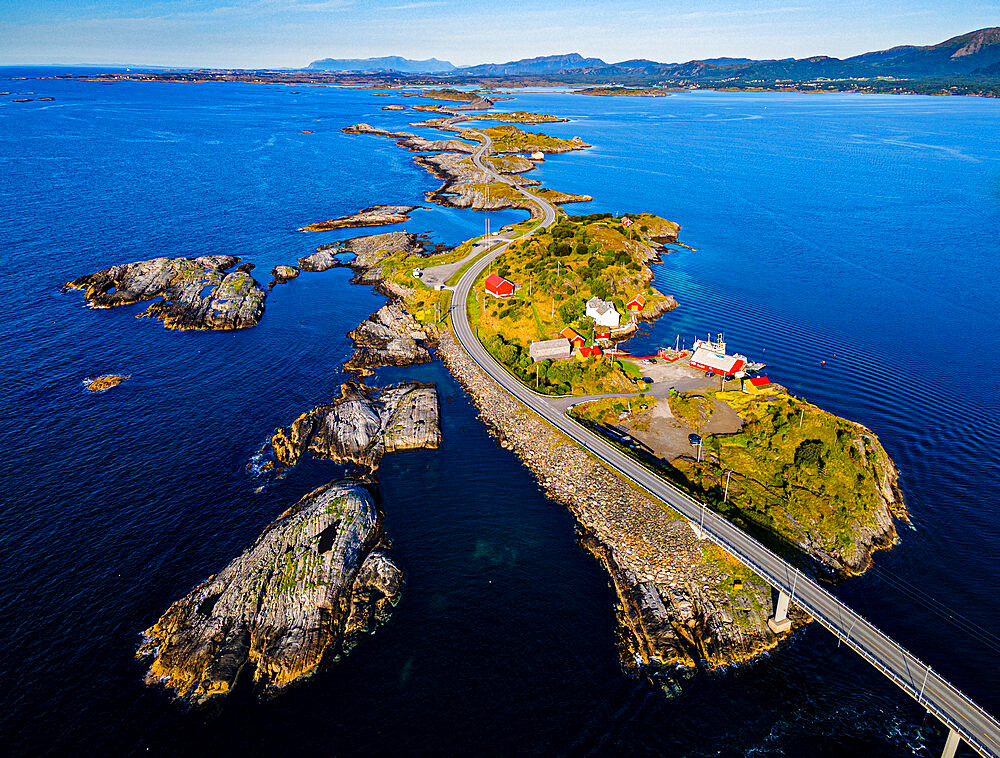 Aerial of the Atlantic Ocean Road, More og Romsdal county, Norway, Scandinavia, Europe