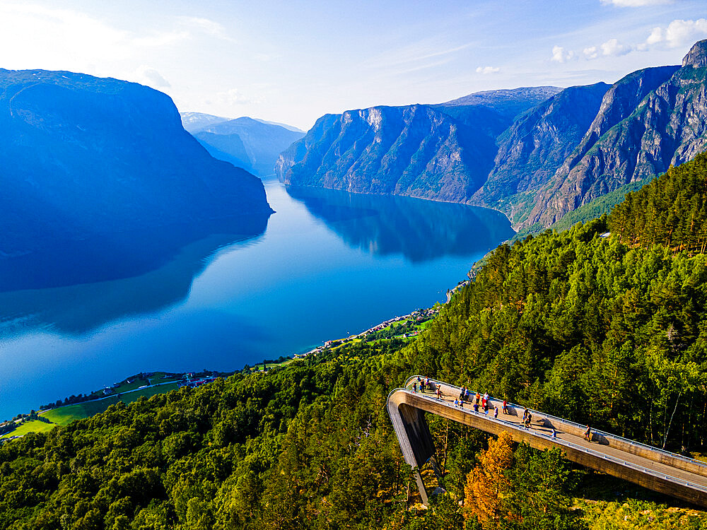 Viewing platform Stegastein overlooking Aurlandsfjord, Aurland, Norway, Scandinavia, Europe