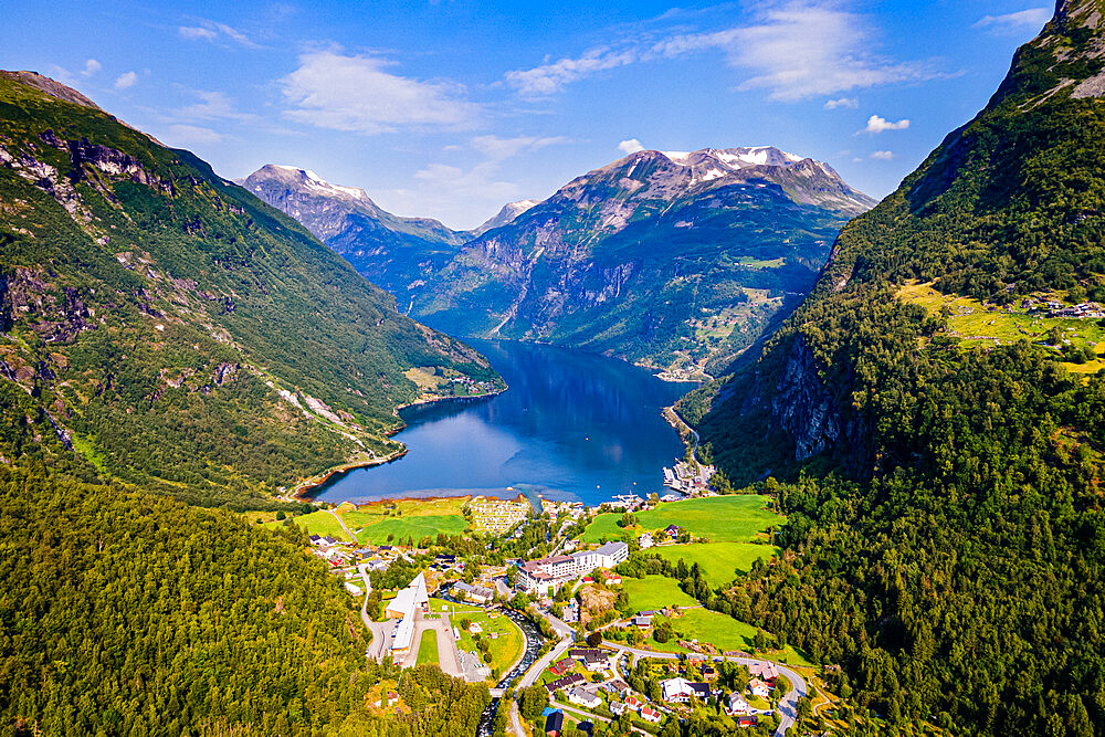 View over Geirangerfjord, UNESCO World Heritage Site, Sunnmore, Norway, Scandinavia, Europe