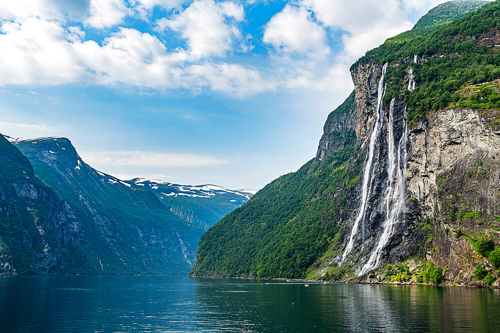 Waterfall in Geirangerfjord, UNESCO World Heritage Site, Sunnmore, Norway, Scandinavia, Europe