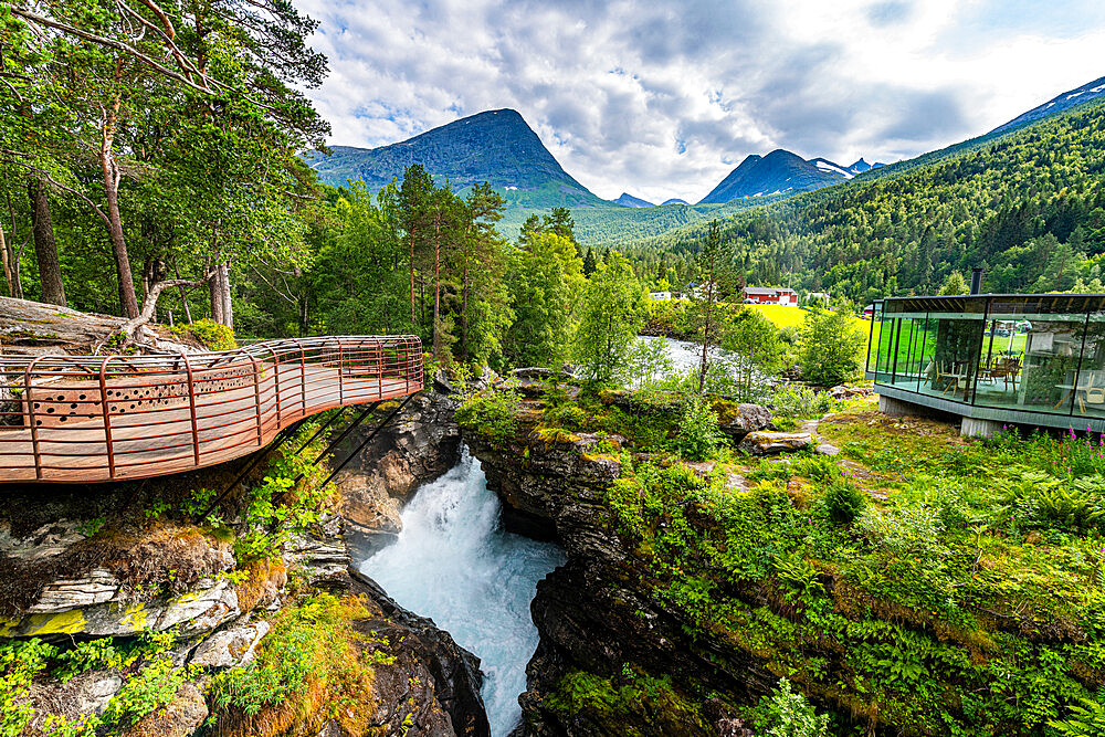 Rushing through a deep ravine, Gudbrandsjuvet, Trollstigen mountain road, Norway, Scandinavia, Europe