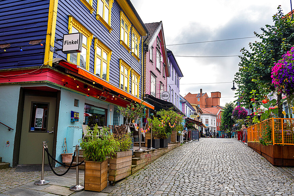 Colourful houses in Fargegaten, Stavanger, Rogaland, Norway, Scandinavia, Europe