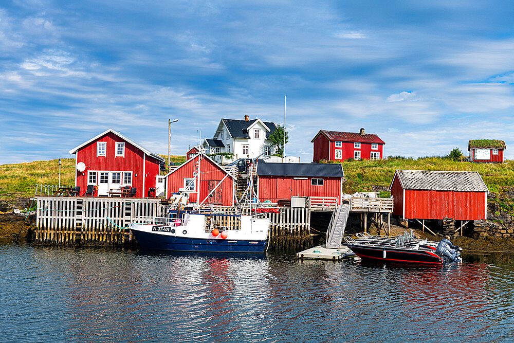 Little boat sheds in Nes, UNESCO World Heritage Site, the Vega Archipelago, Norway, Scandinavia, Europe