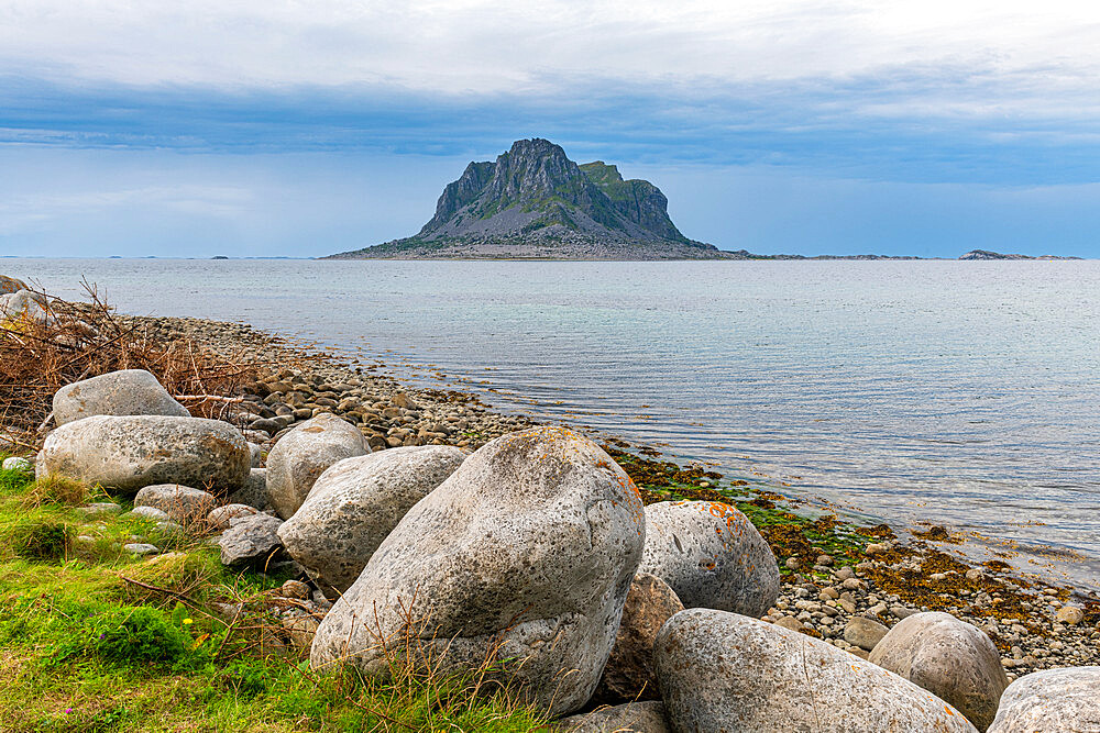 Huge monolith in the UNESCO World Heritage Site, the Vega Archipelago, Norway, Scandinavia, Europe