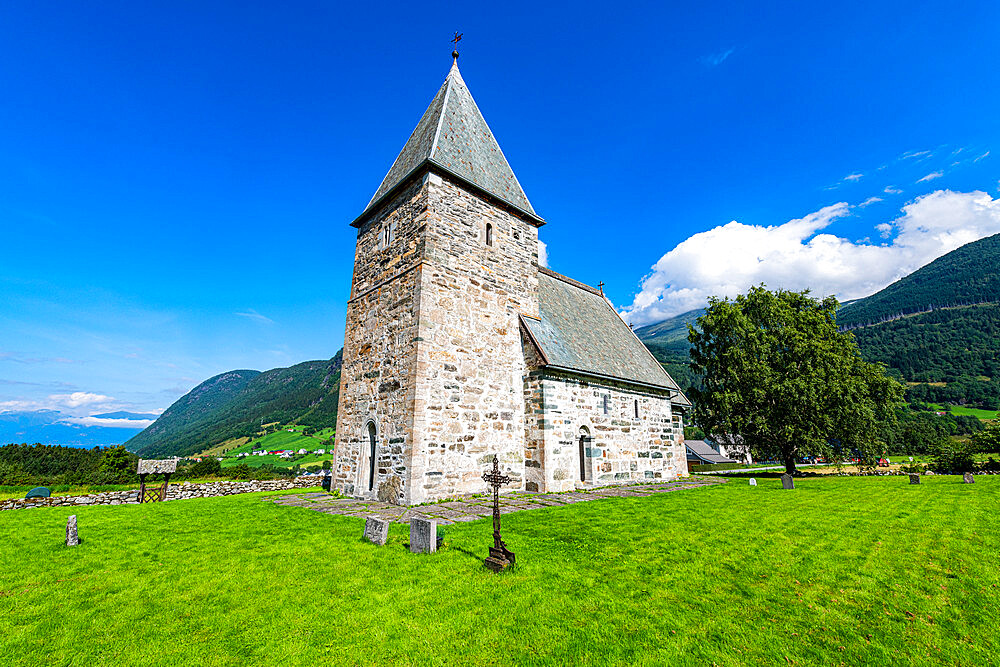 Hove stone church, Vikoyri, Norway, Scandinavia, Europe