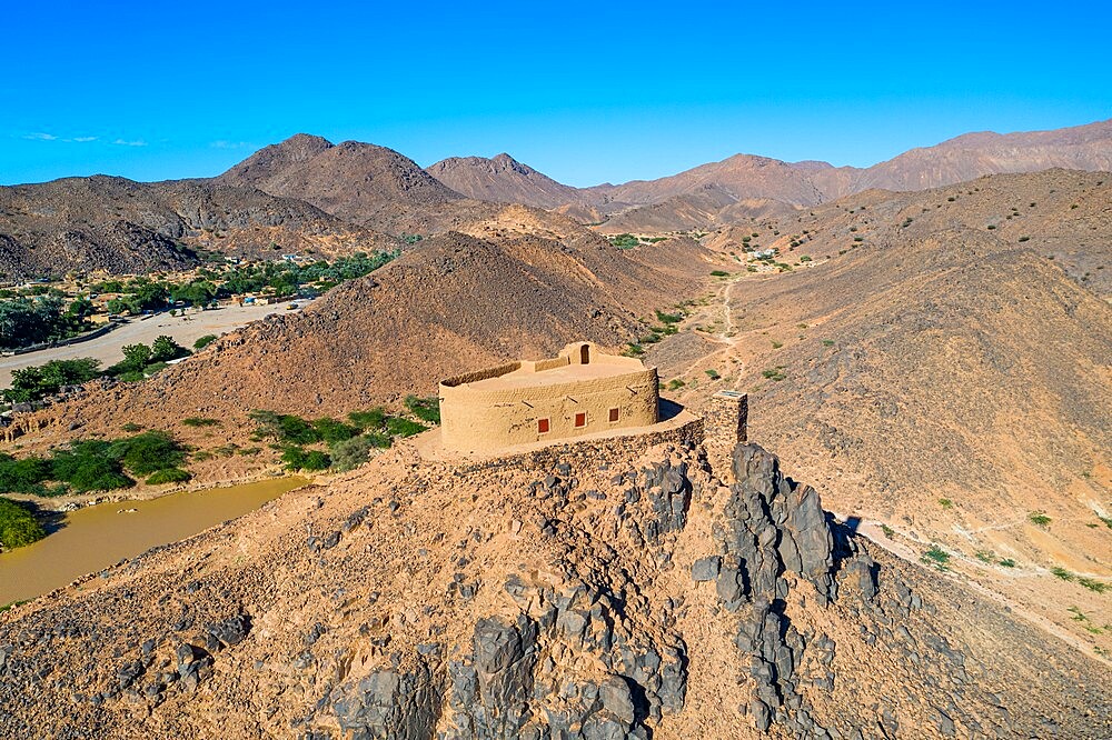 Aerial of the French Fort in the Oasis of Timia, Air Mountains, Niger, Africa