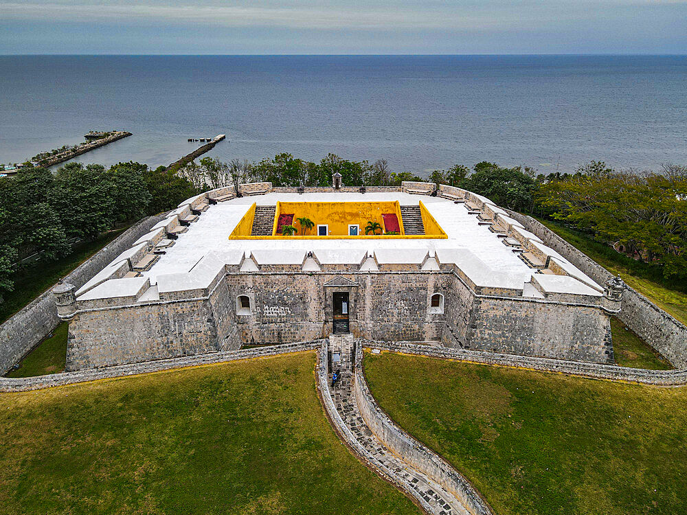 Aerial of Fortress San Miguel, Campeche, Mexico, North America