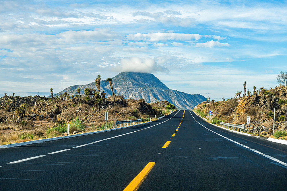 Road leading to El Pizarro volcano, Puebla, Mexico, North America