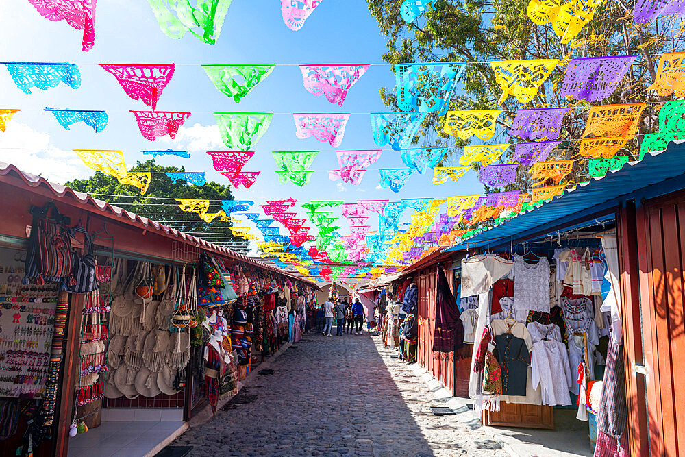 Souvenir stalls, San Pablo Villa de Mitla, Oaxaca, Mexico, North America