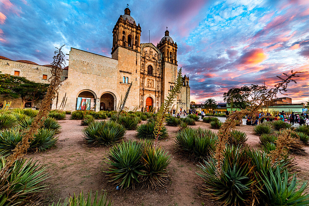 Church of Santo Domingo de Guzman at sunset, Oaxaca, Mexico, North America