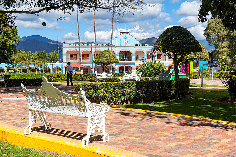 Beautiful town square of Santa Maria del Tule, Oaxaca, Mexico, North America