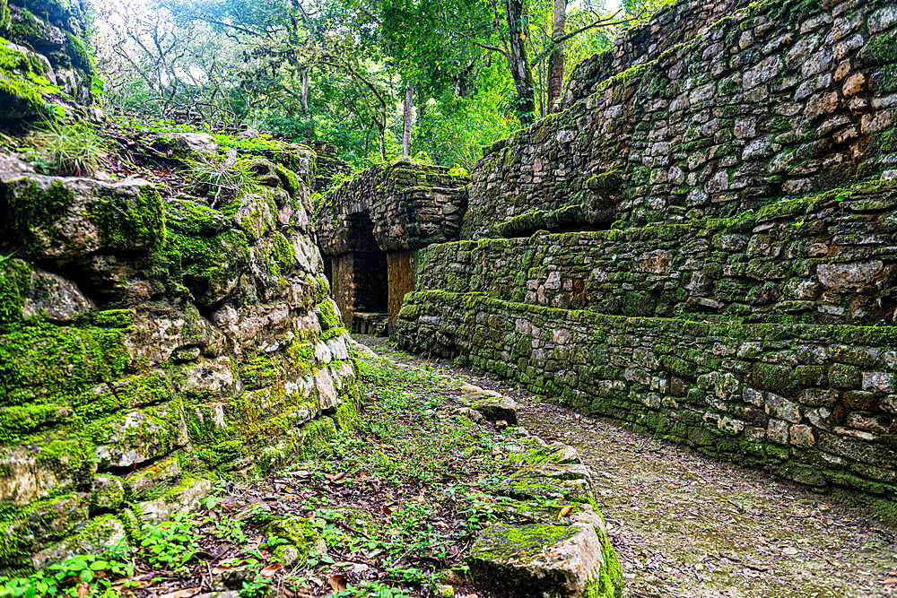 Archaeological Maya site of Yaxchilan in the jungle of Chiapas, Mexico, North America