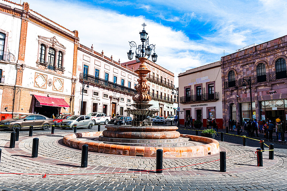 Fountain in Zacatecas, UNESCO World Heritage Site, Zacatecas, Mexico, North America