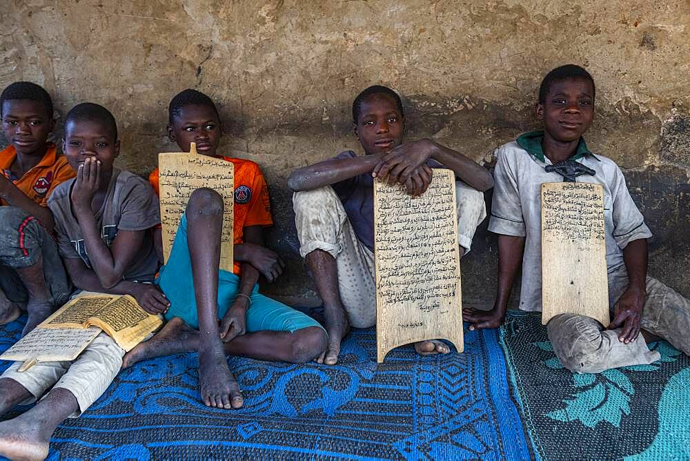 Boys in a Medressa with holy Quran, Kano, Kano state, Nigeria, West Africa, Africa