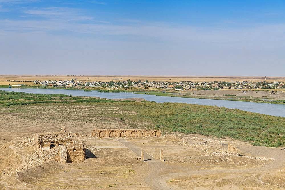 View over the Tigris River from the old Assyrian town of Ashur (Assur), UNESCO World Heritage Site, Iraq, Middle East