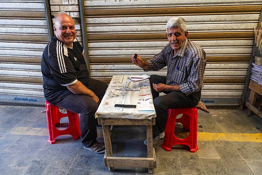 Domino players, Bazaar, Baghdad, Iraq, Middle East