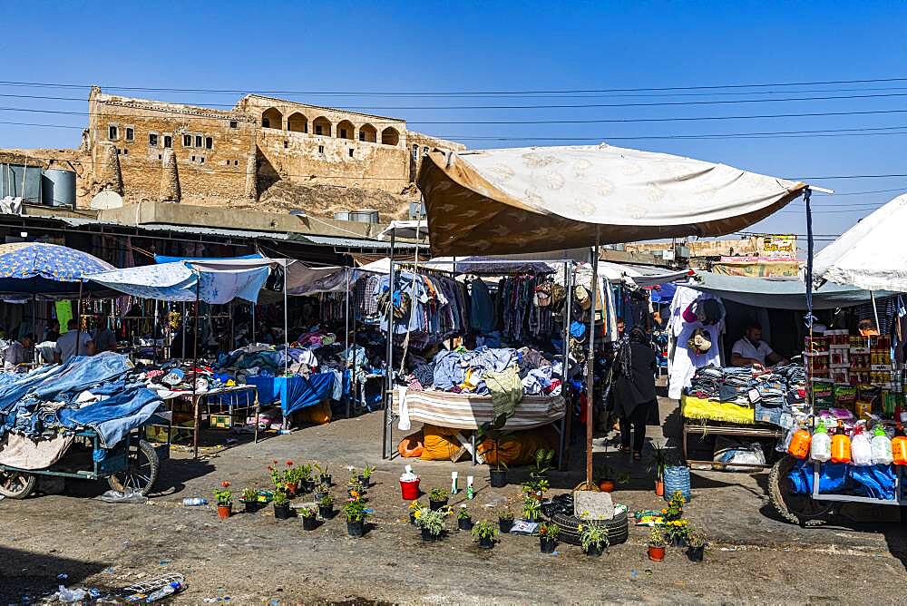 Market below Kirkuk citadel, Kirkuk, Iraq, Middle East