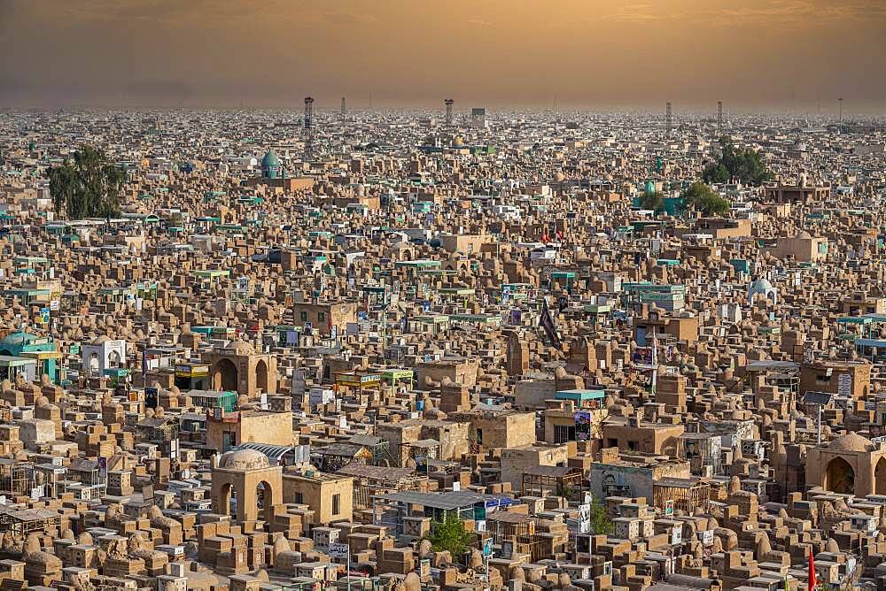 View over Wadi Al-Salam (Valley of Peace) Cemetery, Najaf, Iraq, Middle East