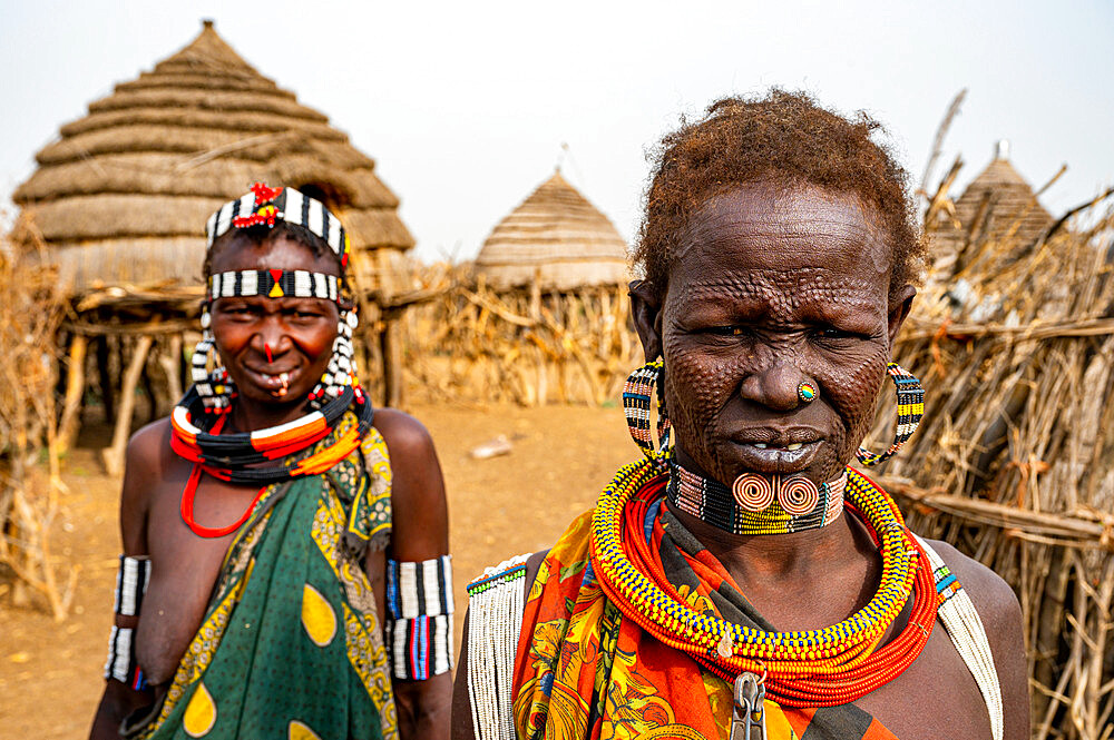 Scar face as a mark of beauty on woman from the Jiye tribe, Eastern Equatoria State, South Sudan, Africa