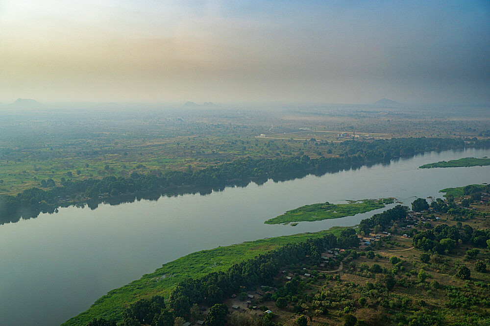 Aerial of the White Nile, Juba, South Sudan, Africa