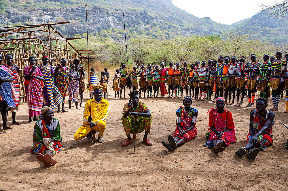 Assembly of a Laarim tribe, Boya Hills, Eastern Equatoria, South Sudan, Africa