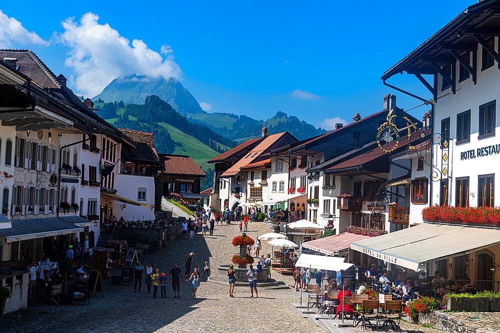 Medieval town in the Gruyere Castle, Fribourg, Switzerland, Europe