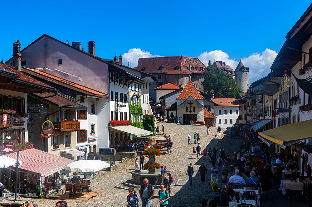 Medieval town in the Gruyere Castle, Fribourg, Switzerland, Europe