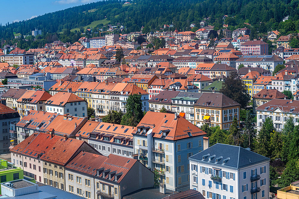 View over La Chaux-de-Fonds, UNESCO World Heritage Site, Neuchatel, Switzerland, Europe